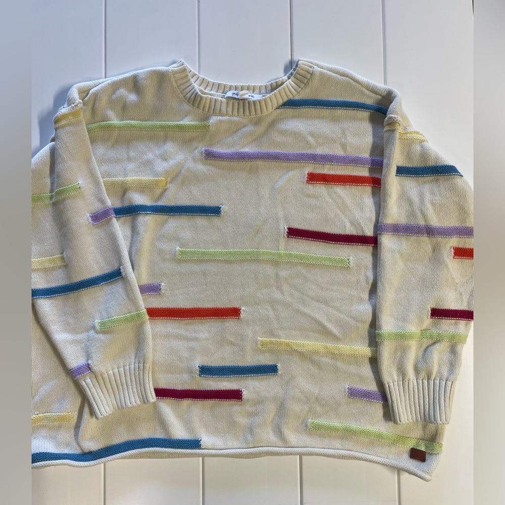 Peace Love World 100% Cotton Novelty Stitch Crew Neck Sweater, Size 1X, EUC - Picture 3 of 9